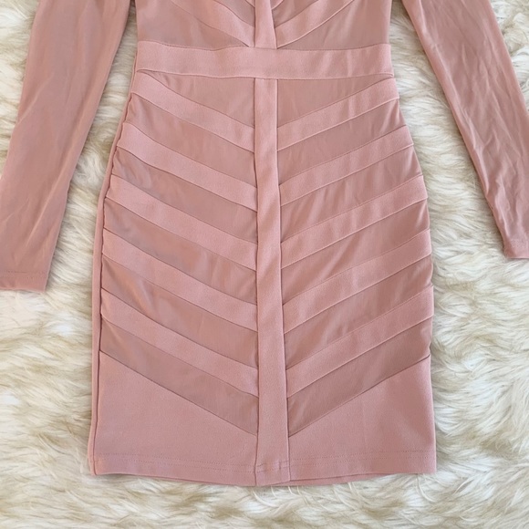 🎉 Sale New Windsor Mauve Pink Long Sleeve Mesh See Thru Dress - Picture 6 of 10